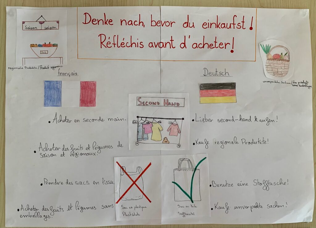 Hier haben Schüle*innen Ideen für einen ökologischen Einkauf zusammengestellt.